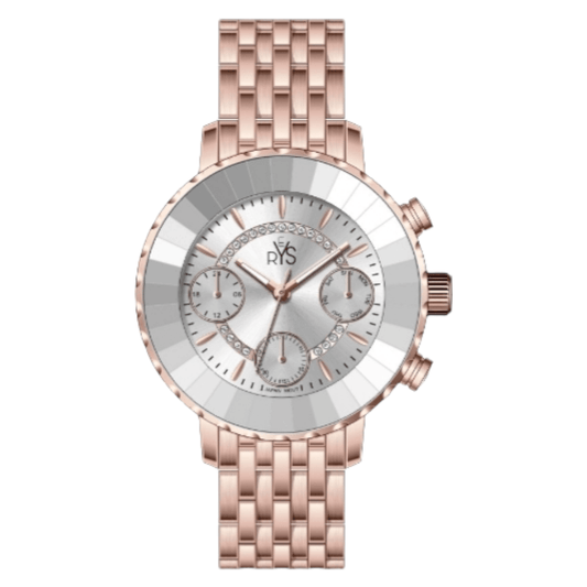REYS Women's Rose Gold and Silver Stainless Steel Chronograph Watch - R2041-RS