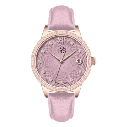 REYS Women's Rose Gold and Purple Leather Watch - R2040-LRPU