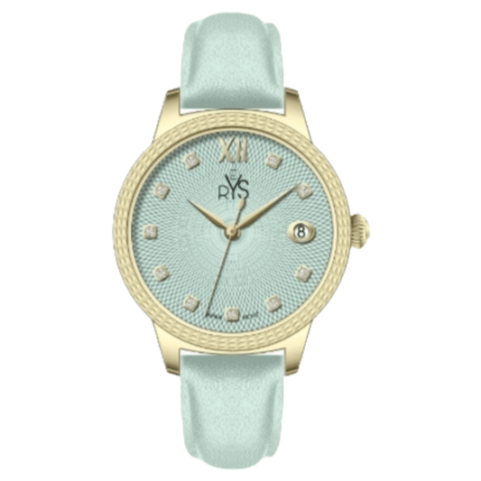 REYS Women's Gold and Mint Green Leather Watch - R2040-LGMG