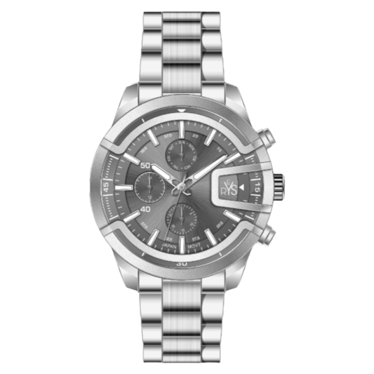 REYS Men's Silver and Gray Stainless Steel Chronograph Watch - R2029-SGY