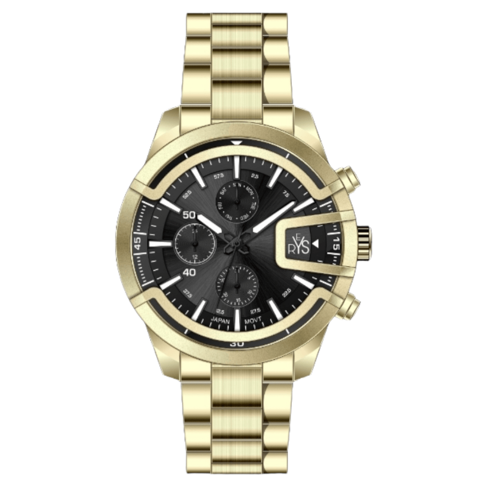 REYS Men's Gold and Black Stainless Steel Chronograph Watch - R2029-GB