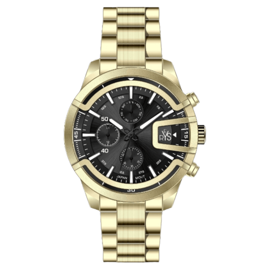REYS Men's Gold and Black Stainless Steel Chronograph Watch - R2029-GB
