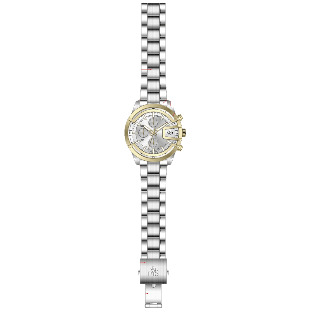 REYS Men's Silver and Gold Stainless Steel Chronograph Watch - R2029-SG