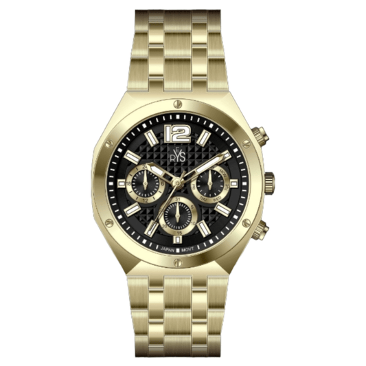 REYS Men's Gold and Black Stainless Steel Watch - R2027-GB