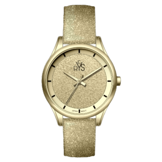 REYS Ladies Leather Watch R2019-LGG - Gold Glitter Dial