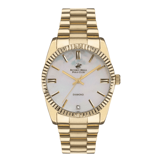 Beverly Hills Polo Club BP3172C.120 - Women's White MOP Dial Watch Gold Strap