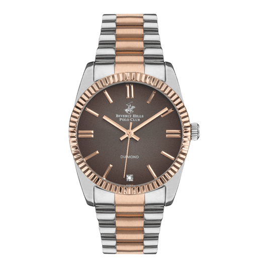 Beverly Hills Polo Club BP3172C.540 - Women's Dark Brown Dial Watch Two-Tone Strap