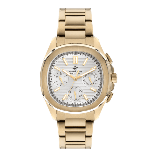 Beverly Hills Polo Club BP3212X.130 - Men's White Dial Gold Strap Watch