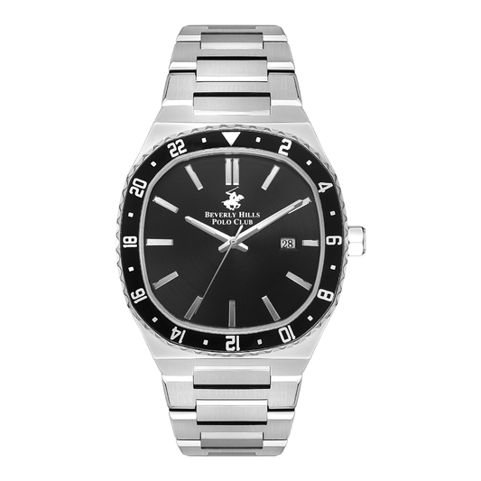 Beverly Hills Polo Club BP3296X.350 - Men's Black Dial Silver Strap Watch