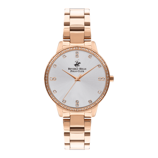 Beverly Hills Polo Club BP3297C.430 - Women's White Dial Rose Gold Strap Watch
