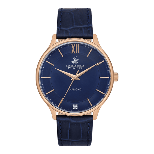 Beverly Hills Polo Club BP3308X.499 - Men's Dark Blue Dial Leather Strap Watch