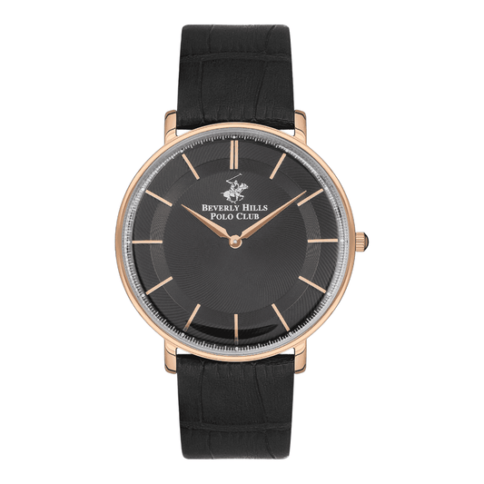 Beverly Hills Polo Club BP3322X.451 - Men's Black Dial Leather Strap Watch