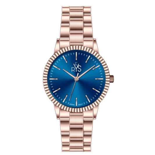 REYS Women's Rose Gold and Blue Stainless Steel Watch - R2042-RP