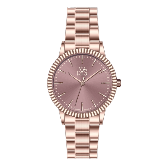 REYS Women's Rose Gold and Brown Stainless Steel Watch - R2042-RC