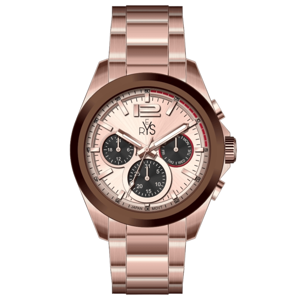 REYS Men's Rose Gold Stainless Steel Chronograph Watch - R2025-RR