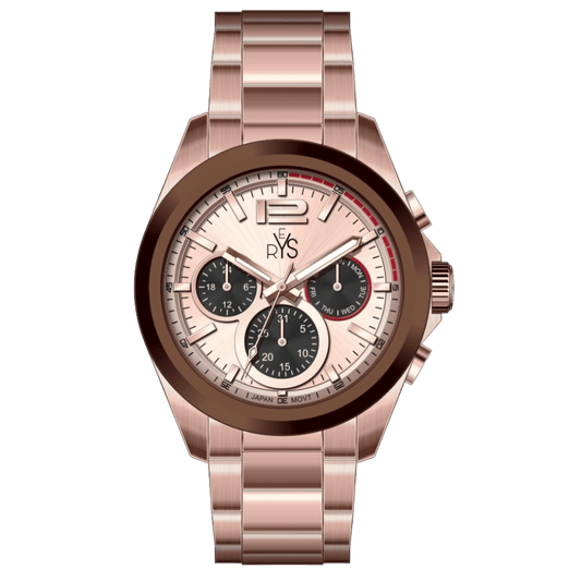 REYS Men's Rose Gold Stainless Steel Chronograph Watch - R2025-RR