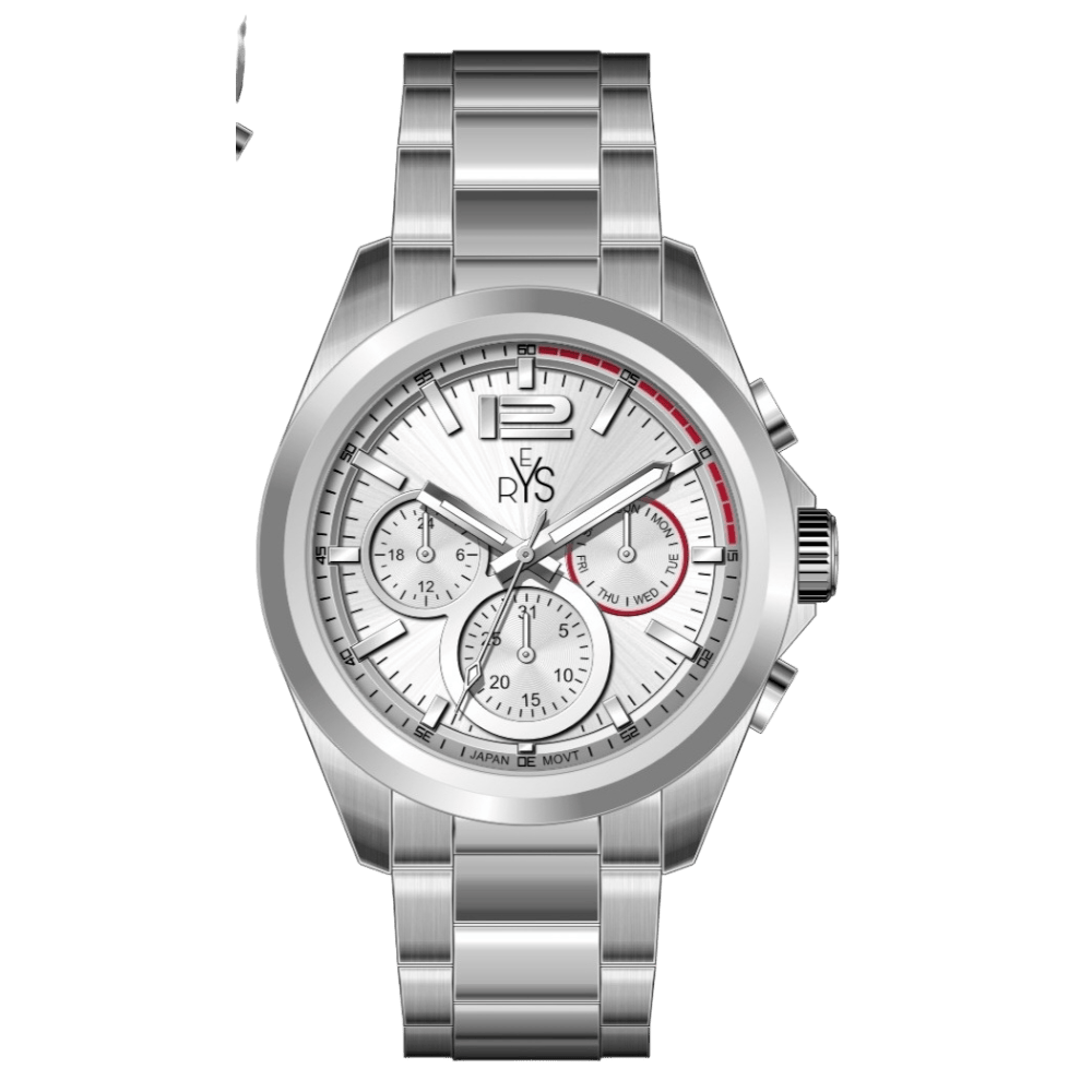 REYS Men's Silver Stainless Steel Chronograph Watch - R2025-SS