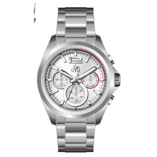 REYS Men's Silver Stainless Steel Chronograph Watch - R2025-SS
