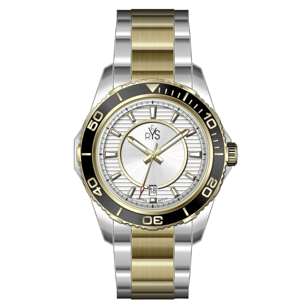 REYS Men's Silver and Gold Stainless Steel Watch - R2024-TGS