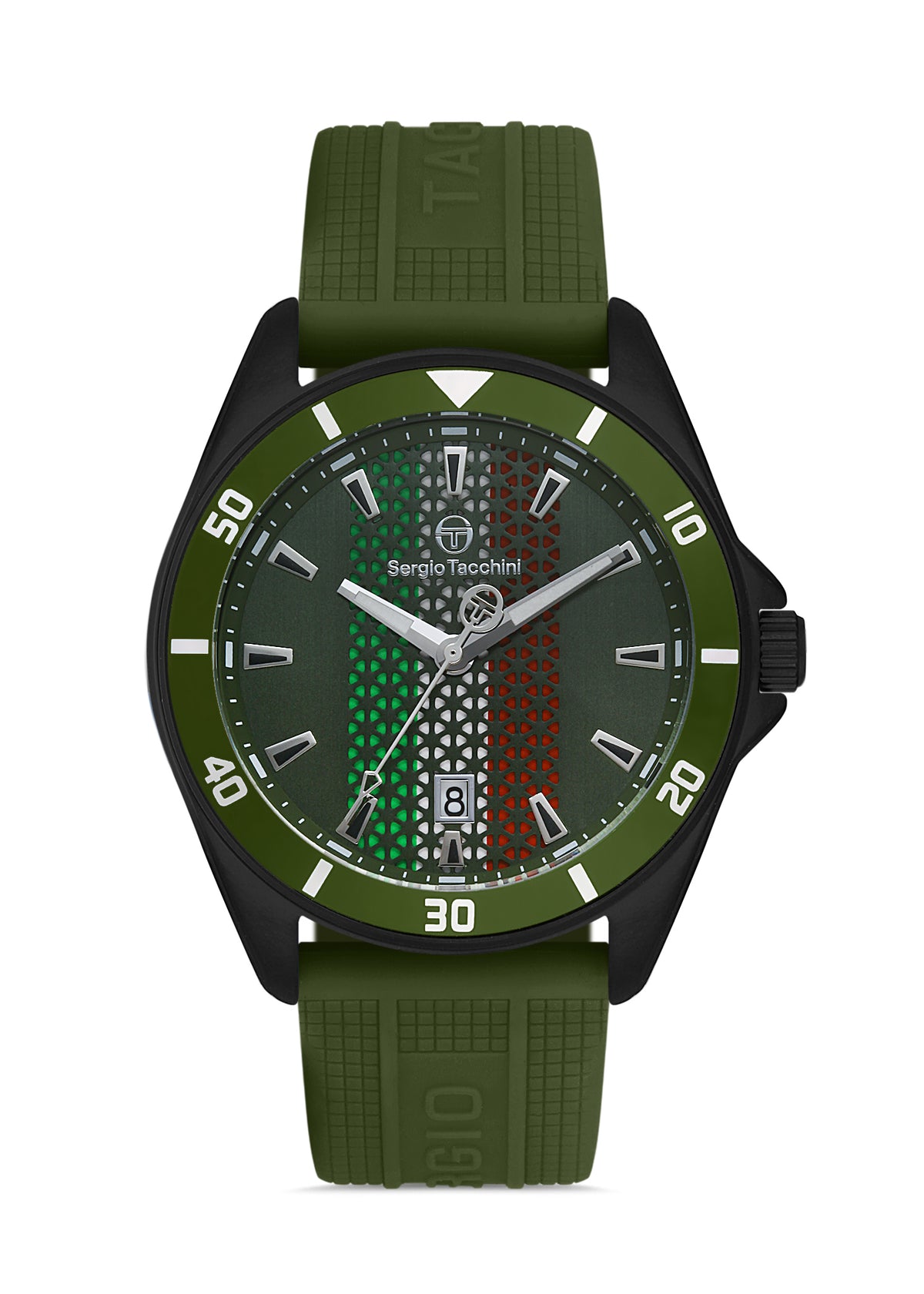 Sergio Tacchini ST.1.10324-5 - Men's Rubber Watch Dark Green Dial