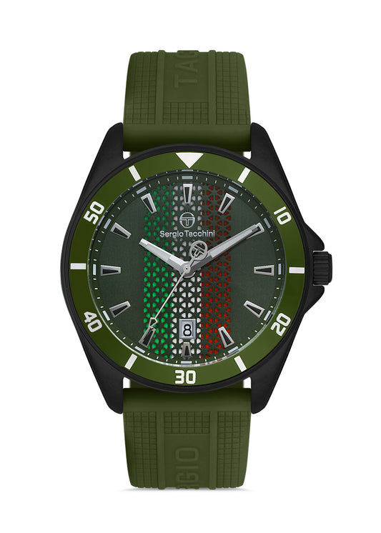 Sergio Tacchini ST.1.10324-5 - Men's Rubber Watch Dark Green Dial