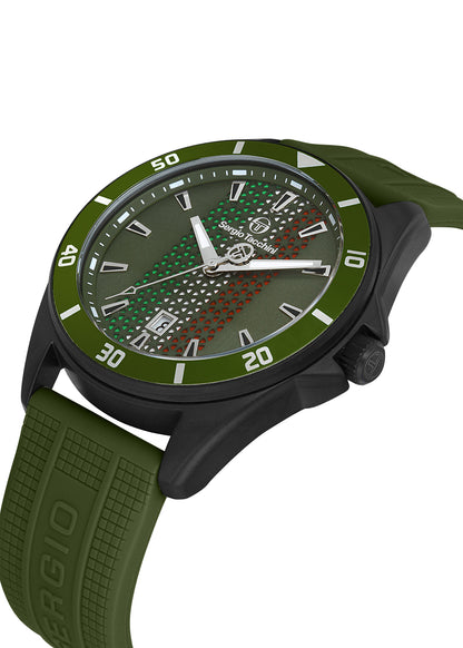 Sergio Tacchini ST.1.10324-5 - Men's Rubber Watch Dark Green Dial