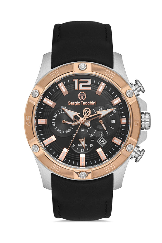 Sergio Tacchini ST.1.10330-5 Archivio - Men's Leather Watch Gun Metal Dial