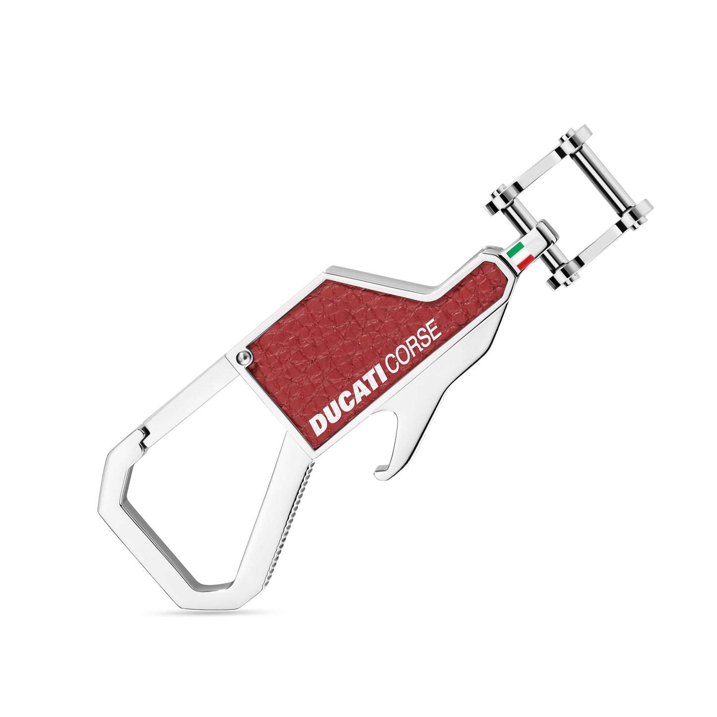 Ducati DTAGK2138103 Forma Stainless Steel with Red Leather Keyring
