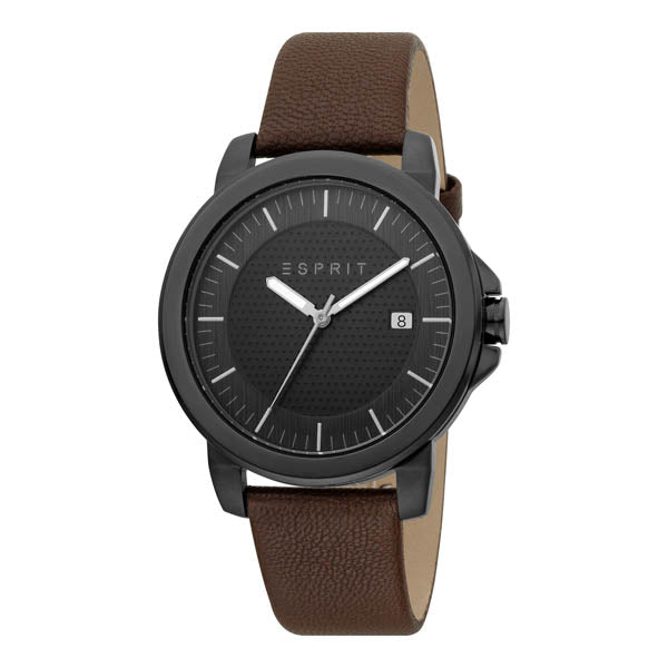 Esprit Men's Black Dial Brown Leather ES1G160L0035