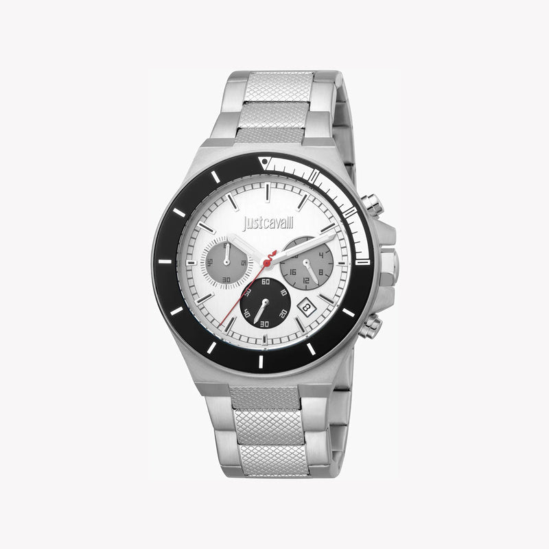 Just Cavalli Men's Silver Stainless Steel Watch, Silver Dial - JC1G139M0055