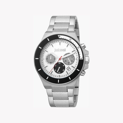Just Cavalli Men's Silver Stainless Steel Watch, Silver Dial - JC1G139M0055
