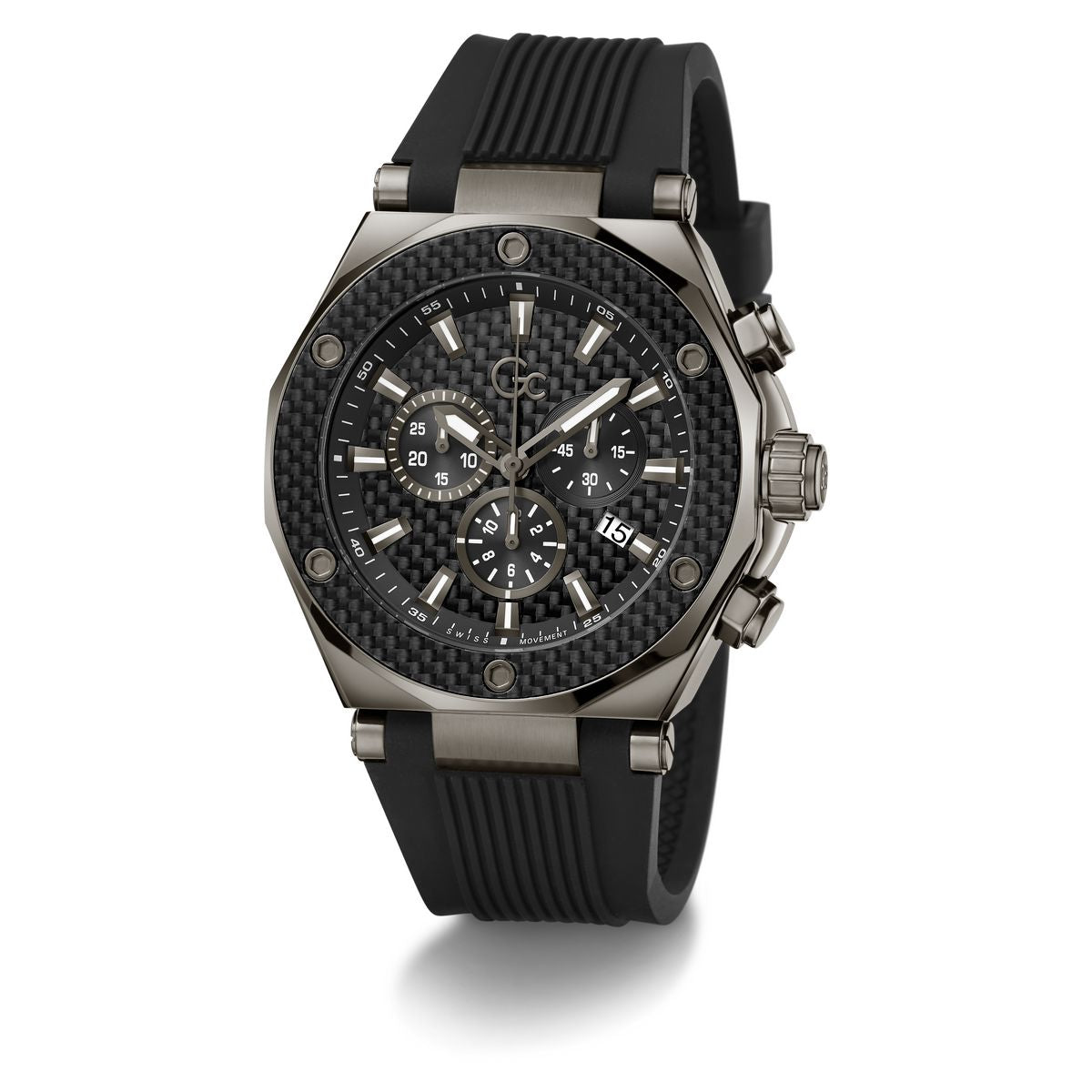 Gc Legacy Chrono Silicone Men Watch Black Silicone Strap Z18009G2