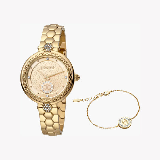 Just Cavalli Women's Gold Stainless Steel Watch, Champagne Dial | JC1L128M0065