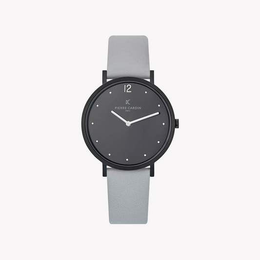 PIERRE CARDIN WOMEN'S GRAY LEATHER, BLACK STAINLESS STEEL | CBV.1037