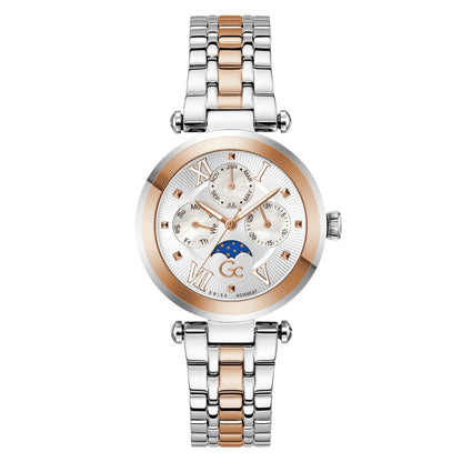 Gc TopChic Mid Size Metal Women Watch Silver & Rose Gold Stainless Steel Bracelet Z62001L2