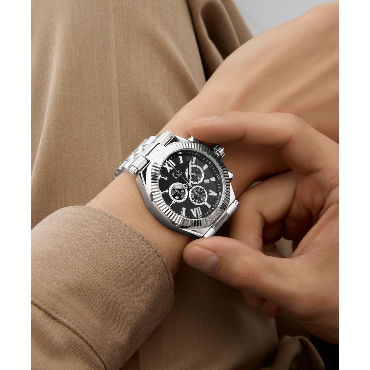 Gc Atlas Chrono Metal Men Watch Silver Stainless Steel Bracelet Z66001G2