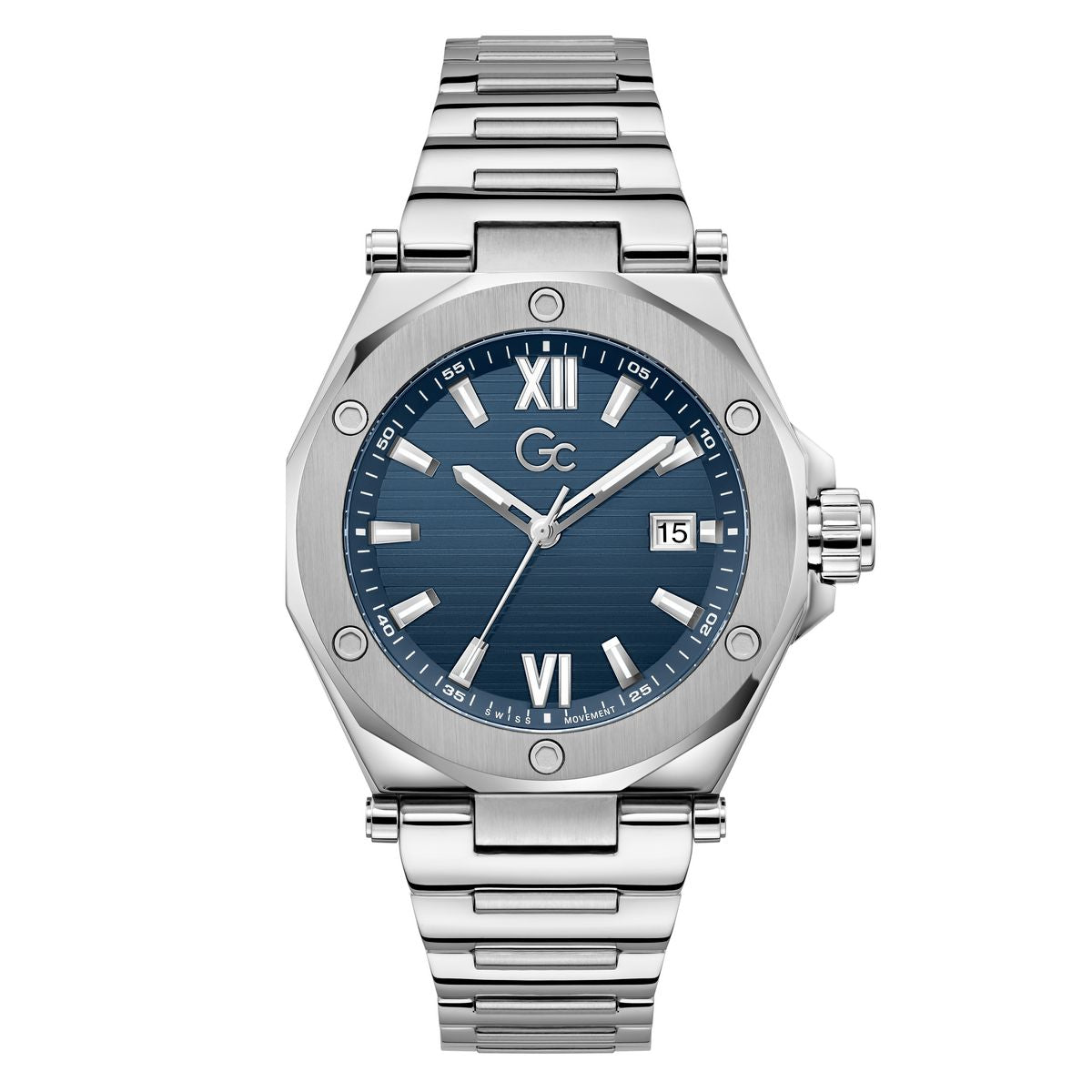 Gc Legacy Sleek Metal Men Watch Blue Dial Silver Stainless Steel Bracelet Z67001G7