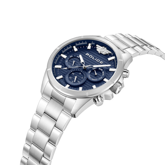 Police Malawi PEWJK2227804 Day Date Silver / Blue Dial