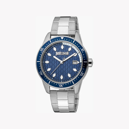 Just Cavalli Men's Silver Watch, Blue Dial - JC1G179M0075