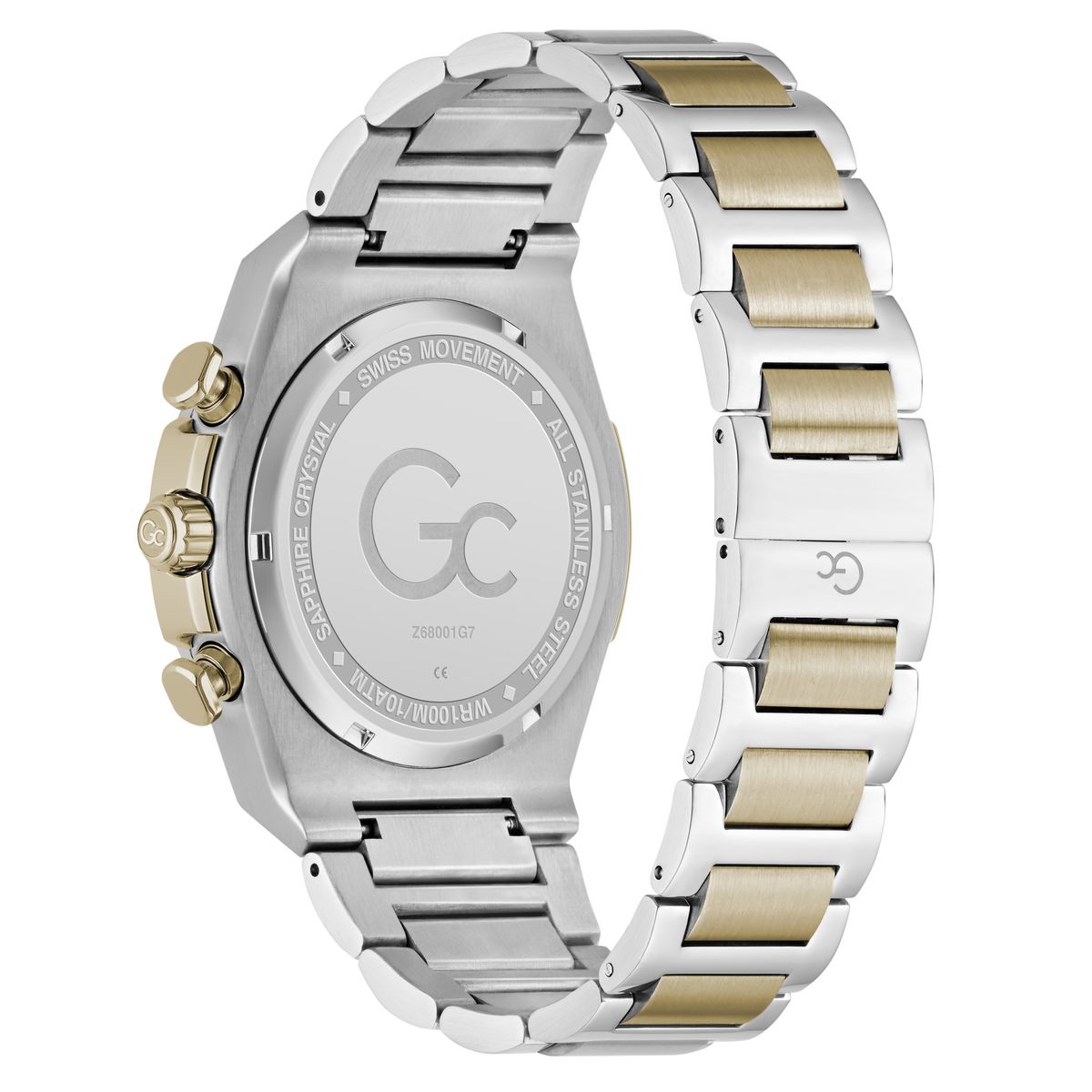 Gc Idol Sport Chrono Metal Men Watch Silver & Yellow Gold Stainless Steel Bracelet Z68001G7