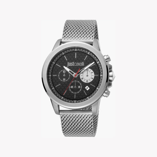 Just Cavalli Men's Silver Watch, Black Dial - JC1G140M0065