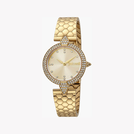 JUST CAVALLI WOMEN'S GOLD STAINLESS STEEL WATCH, CHAMPAGNE DIAL | JC1L159M0055