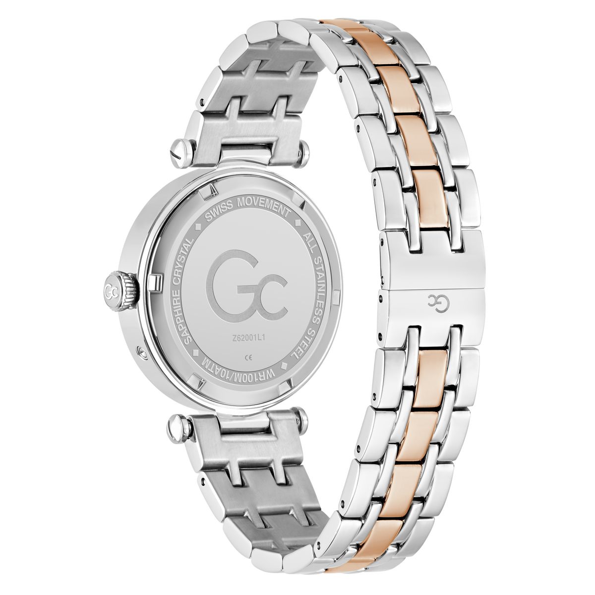 Gc TopChic Mid Size Metal Women Watch Silver & Rose Gold Stainless Steel Bracelet Z62001L2