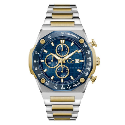 Gc Idol Sport Chrono Metal Men Watch Silver & Yellow Gold Stainless Steel Bracelet Z68001G7