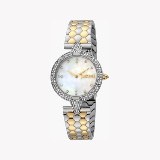 JUST CAVALLI WOMEN'S SILVER & GOLD WATCH, WHITE DIAL | JC1L159M0085