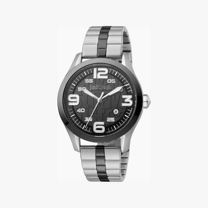 Just Cavalli Men's Silver & Black Watch, Black Dial - JC1G108M0075
