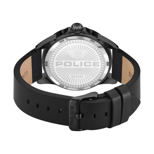 Police Barwara Watch for Men Black Leather Band with Black dial PEWJA2204503