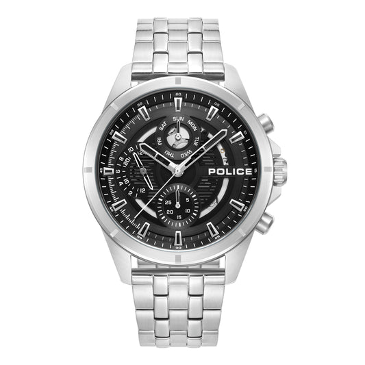 Police Men Watch PEWJK0004605 Stainless Steel Case, Black Chronograph Dial, STEEL BRACELET
