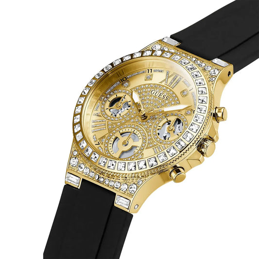 Guess GW0257L1 Ladies Watch Multi-function Movement Round Shape Black Smooth Silicone Strap