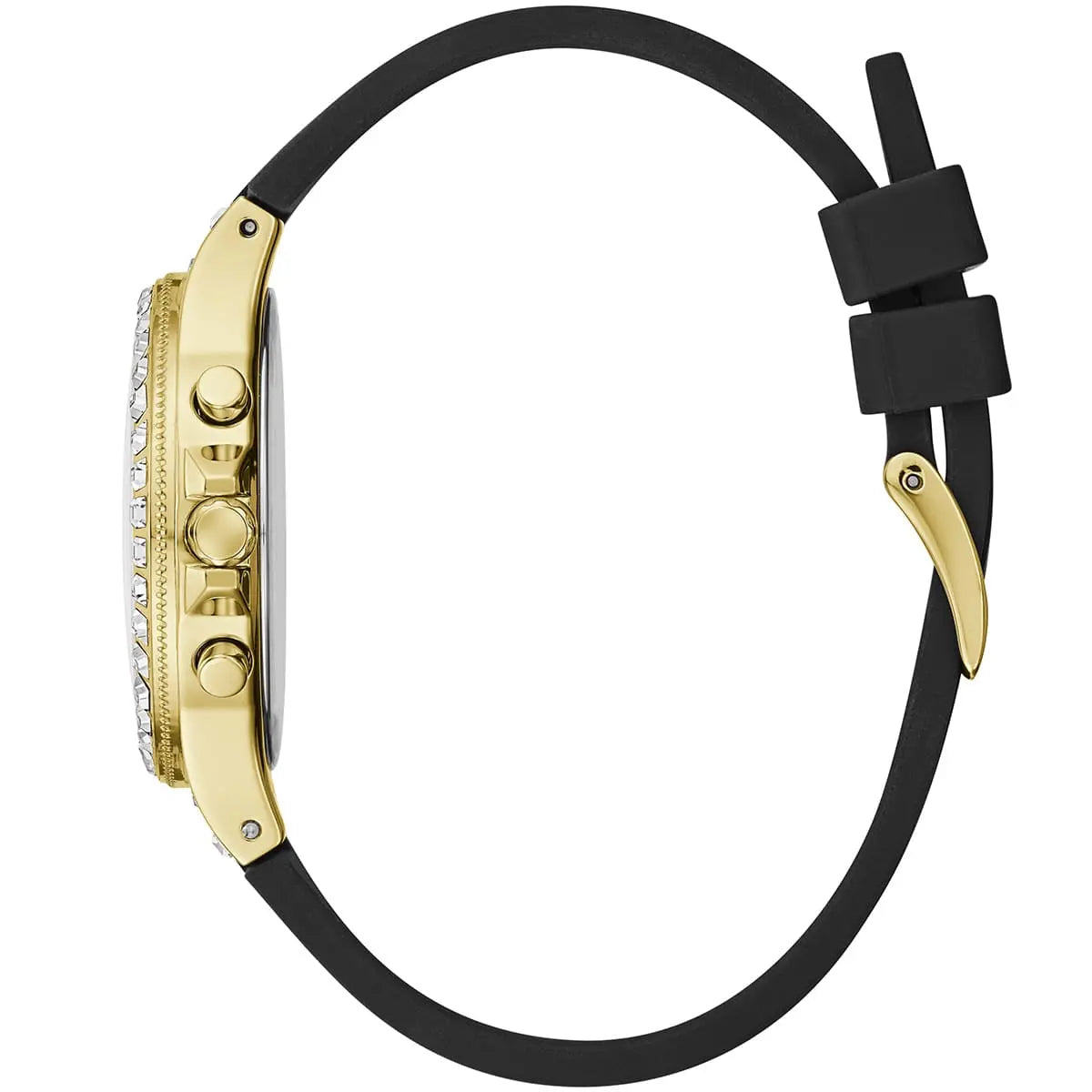 Guess GW0257L1 Ladies Watch Multi-function Movement Round Shape Black Smooth Silicone Strap